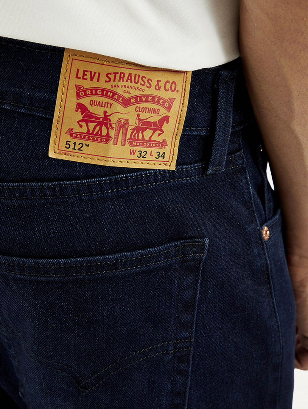 Men's 512 Dark Blue Slim Tapered Fit Mid Rise Jeans - Detail View