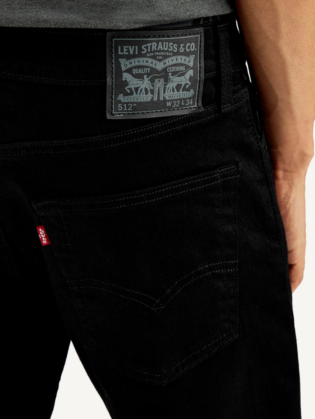 Men's 512 Black Slim Tapered Fit Mid Rise Jeans - Detail View