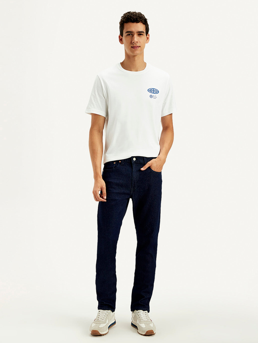 Men's 512 Dark Blue Slim Tapered Fit Mid Rise Jeans - Front View