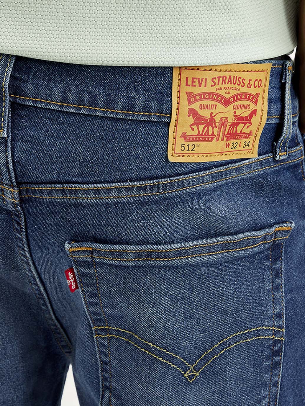 Men's 512 Blue Slim Tapered Fit Mid Rise Jeans - Detail View