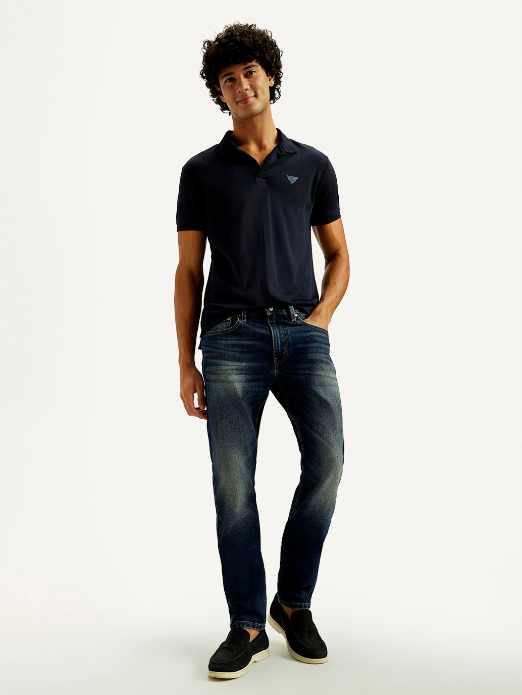 Men's Tinted 512 Med Indigo Slim Tapered Fit Mid Rise Jeans - Elevated View