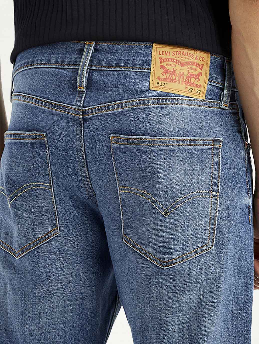 Men's 512 Blue Slim Tapered Fit Mid Rise Jeans - Detail View