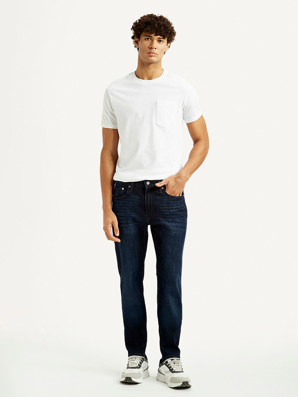 Men's 512 Dark Blue Slim Tapered Fit Mid Rise Jeans - Front View