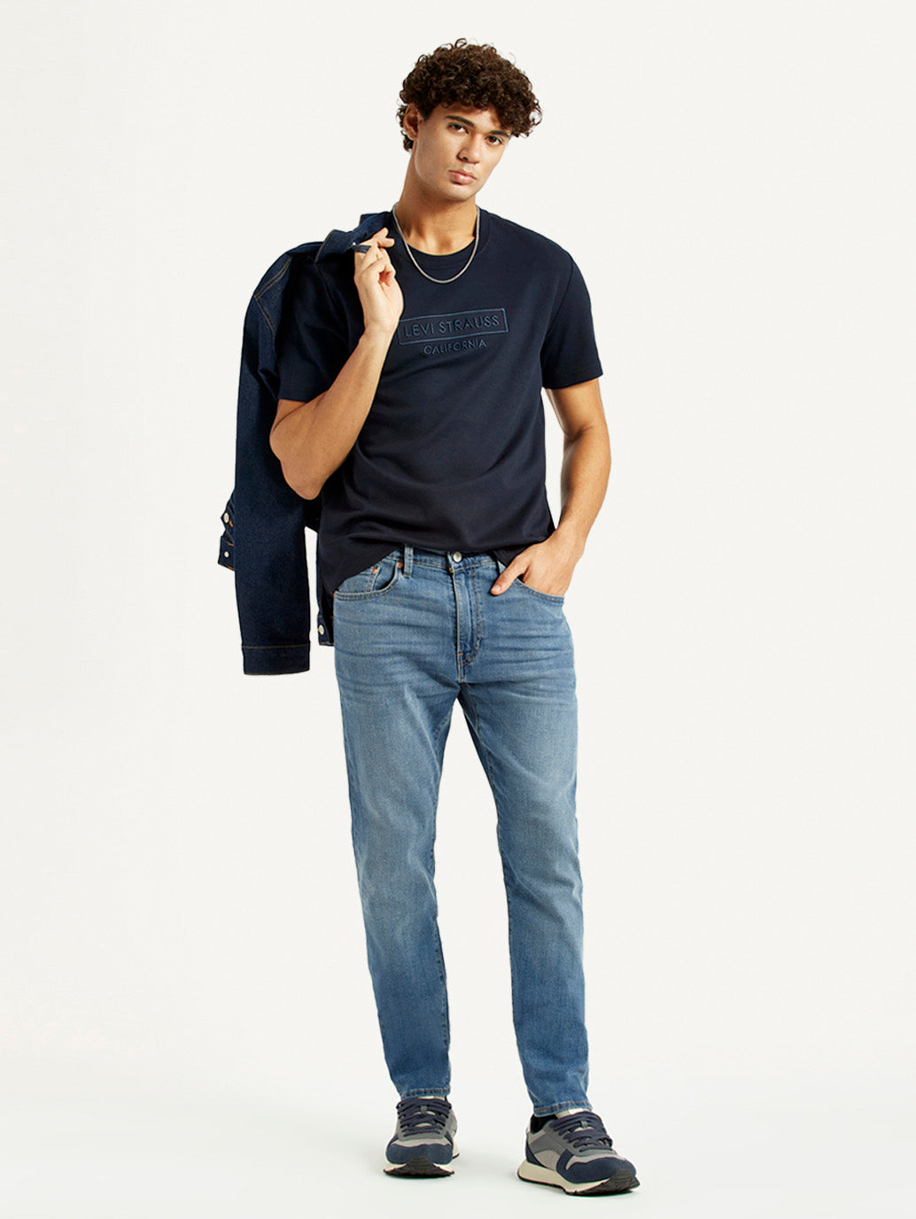 Men's 512 Blue Slim Tapered Fit Mid Rise Selvedge Jeans - Styleshot View