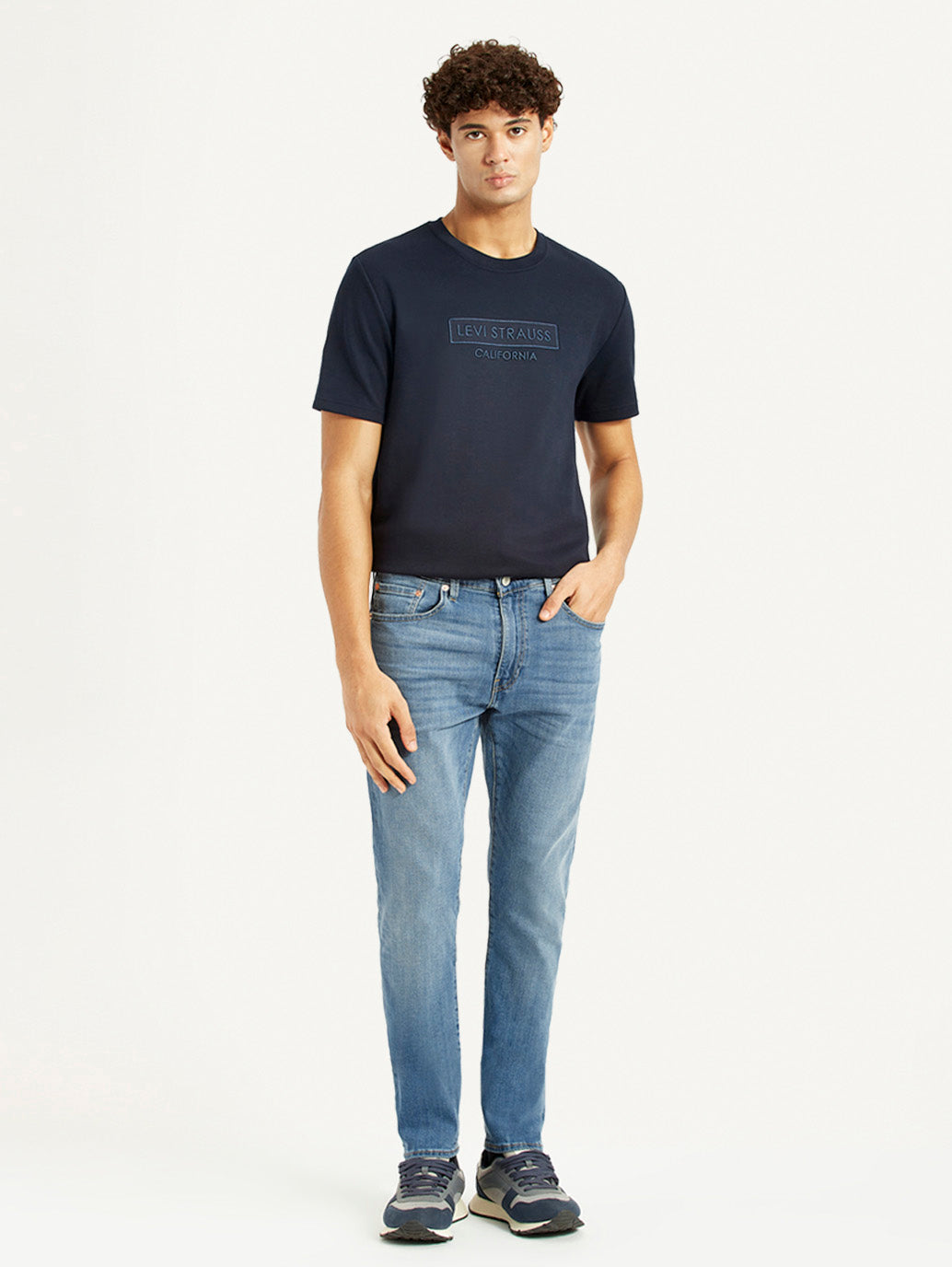 Men's 512 Blue Slim Tapered Fit Mid Rise Selvedge Jeans - Front View