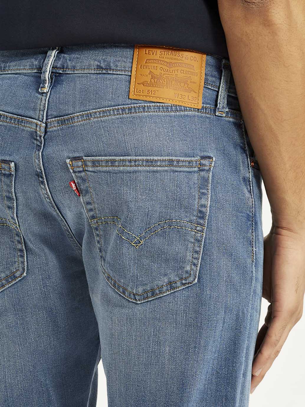 Men's 512 Blue Slim Tapered Fit Mid Rise Selvedge Jeans - Detail View