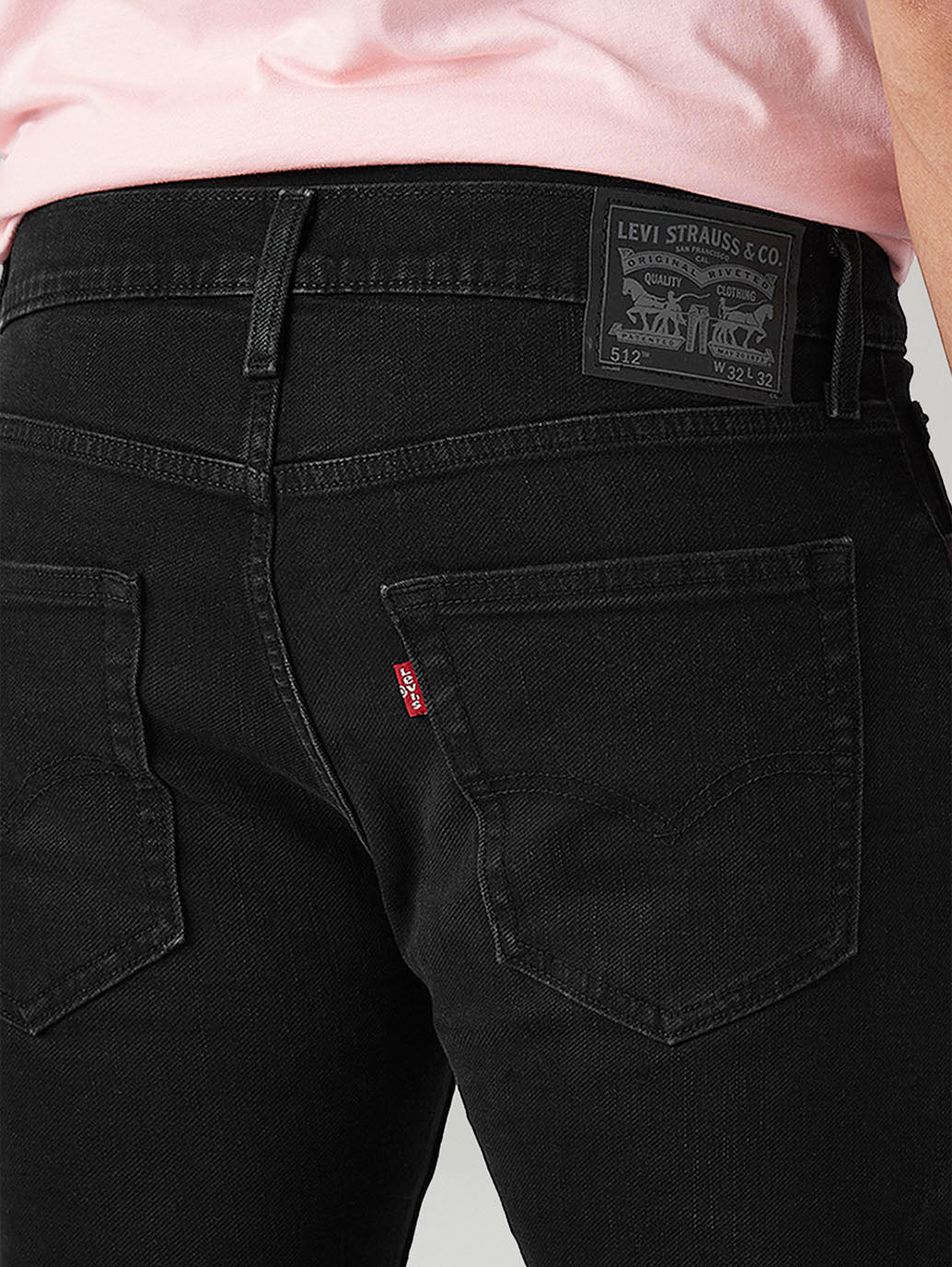 Men's 512 Black Slim Tapered Fit Mid Rise Jeans - Detail View