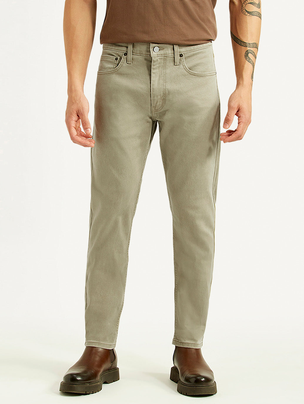 Men's 512 Light Grey Slim Tapered Fit Mid Rise Jeans - Front View