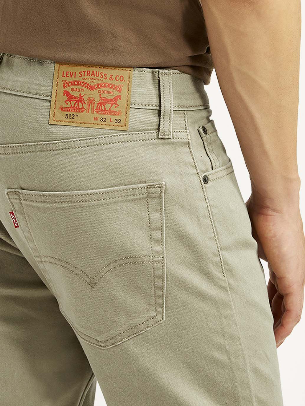 Men's 512 Light Grey Slim Tapered Fit Mid Rise Jeans - Detail View