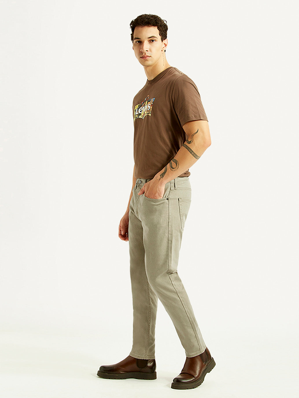 Men's 512 Light Grey Slim Tapered Fit Mid Rise Jeans - Side View