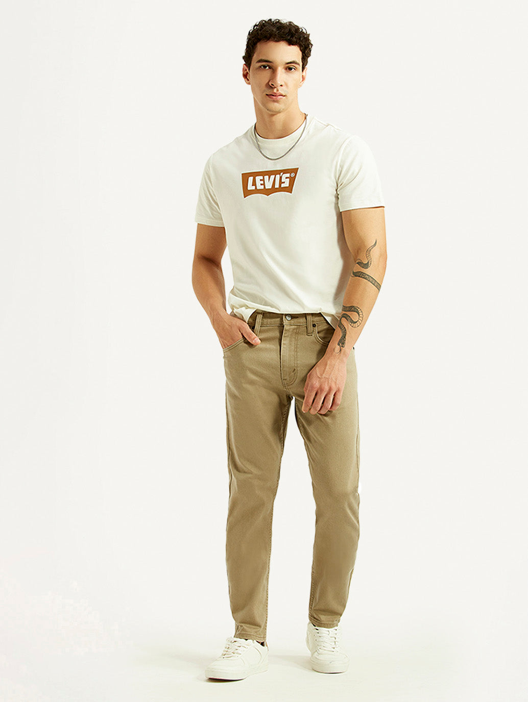Men's 512 Beige Slim Tapered Fit Mid Rise Jeans
