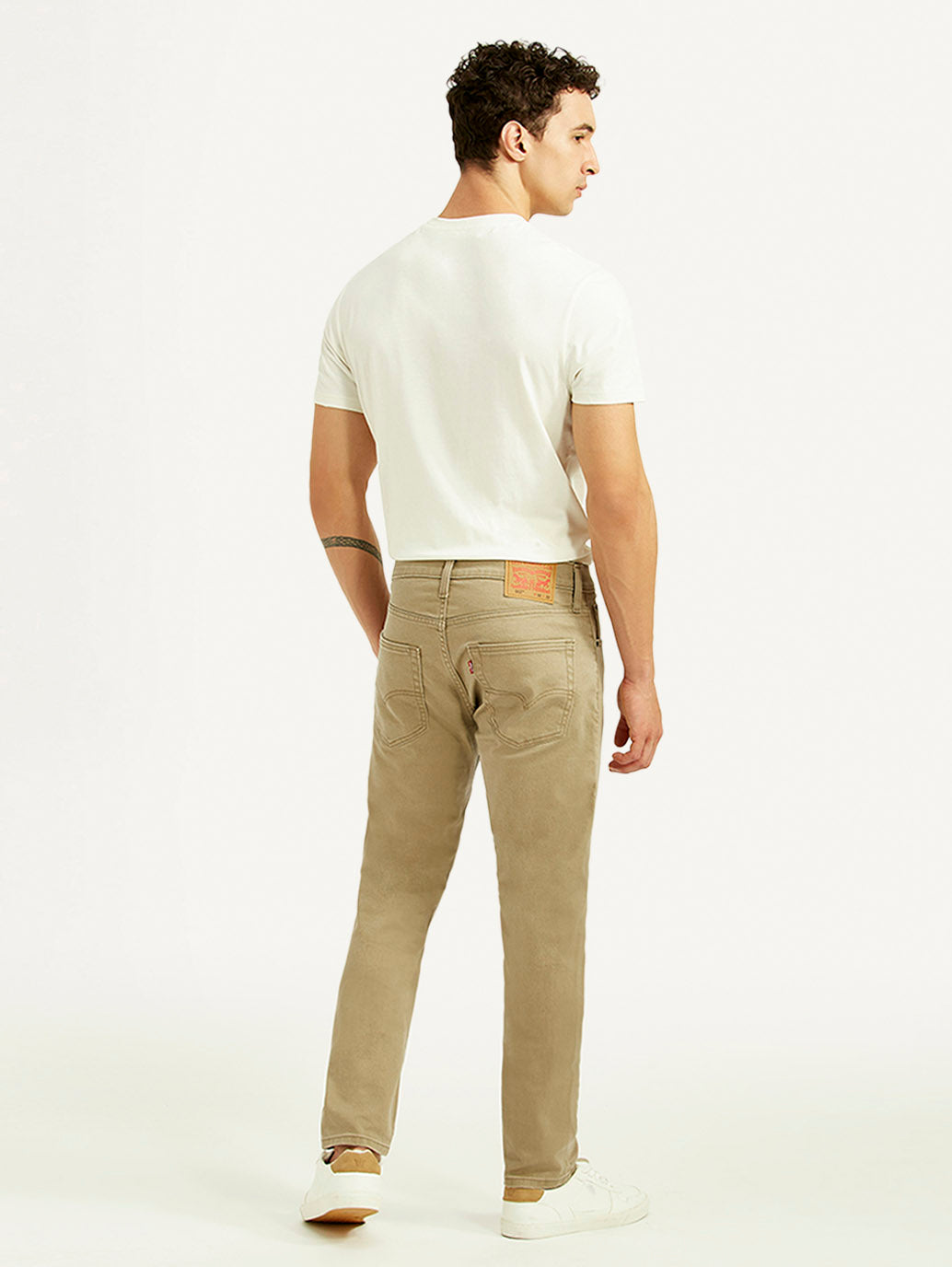 Men's 512 Beige Slim Tapered Fit Mid Rise Jeans - Back View