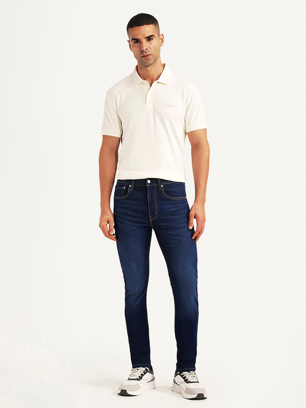 Men's 512 Dark Blue Slim Tapered Fit Mid Rise Jeans - Front View