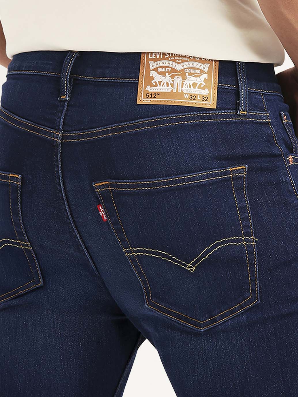 Men's 512 Dark Blue Slim Tapered Fit Mid Rise Jeans - Detail View