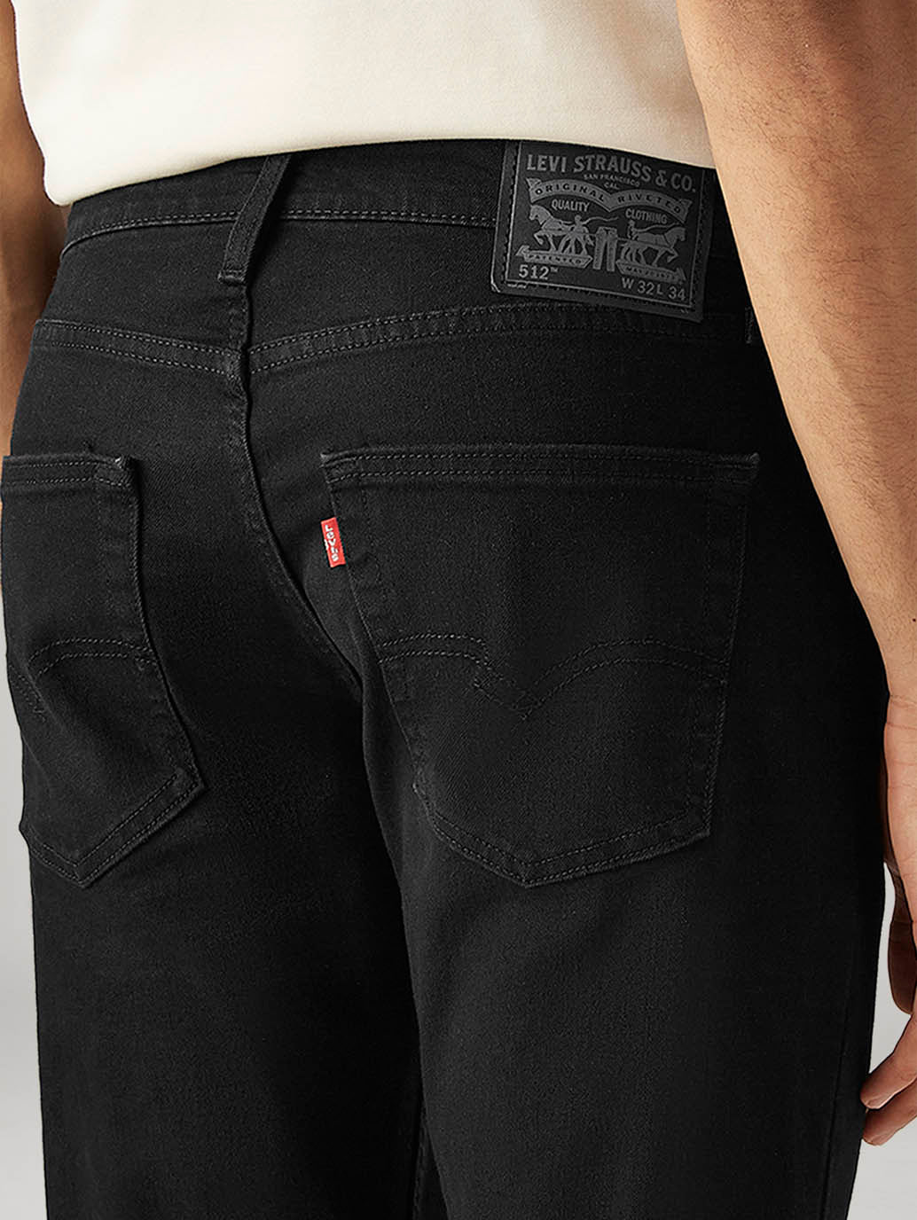 Men's 512 Black Slim Tapered Fit Mid Rise Jeans - Detail View