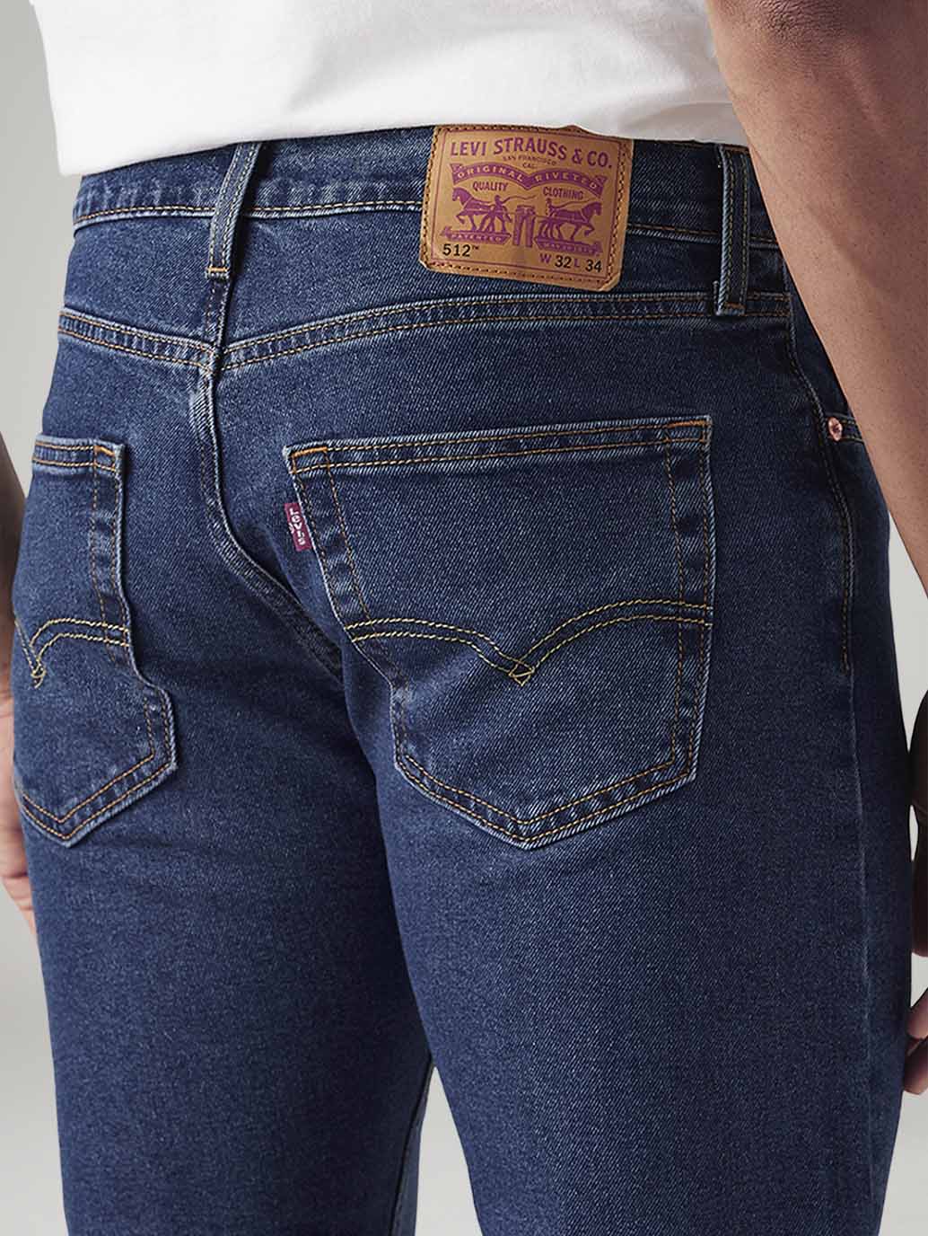 Men's 512 Blue Slim Tapered Fit Mid Rise Jeans - Detail View