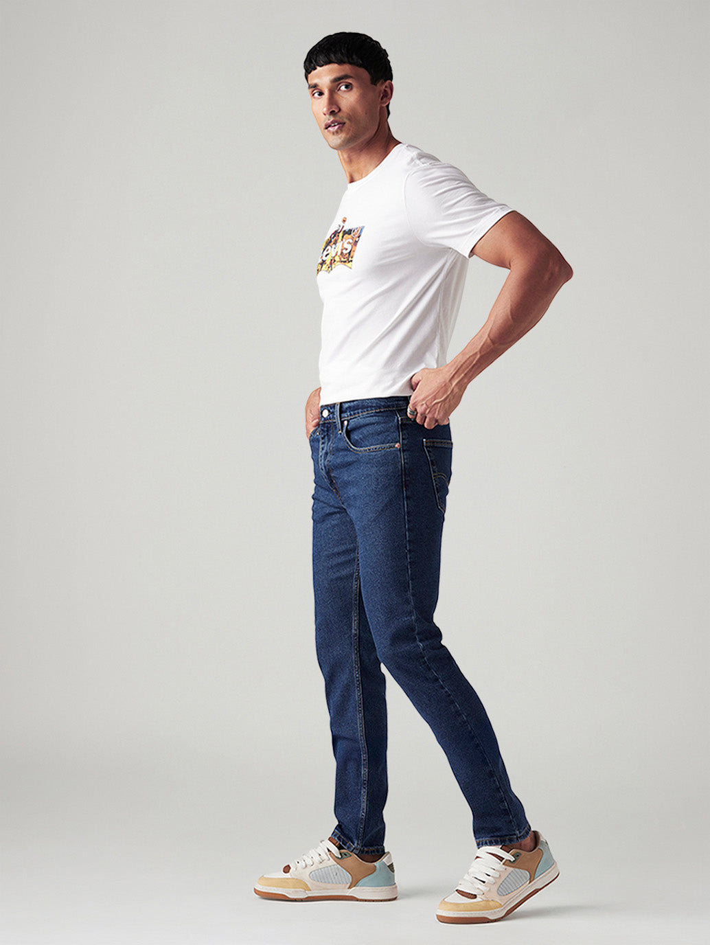 Men's 512 Blue Slim Tapered Fit Mid Rise Jeans - Side View