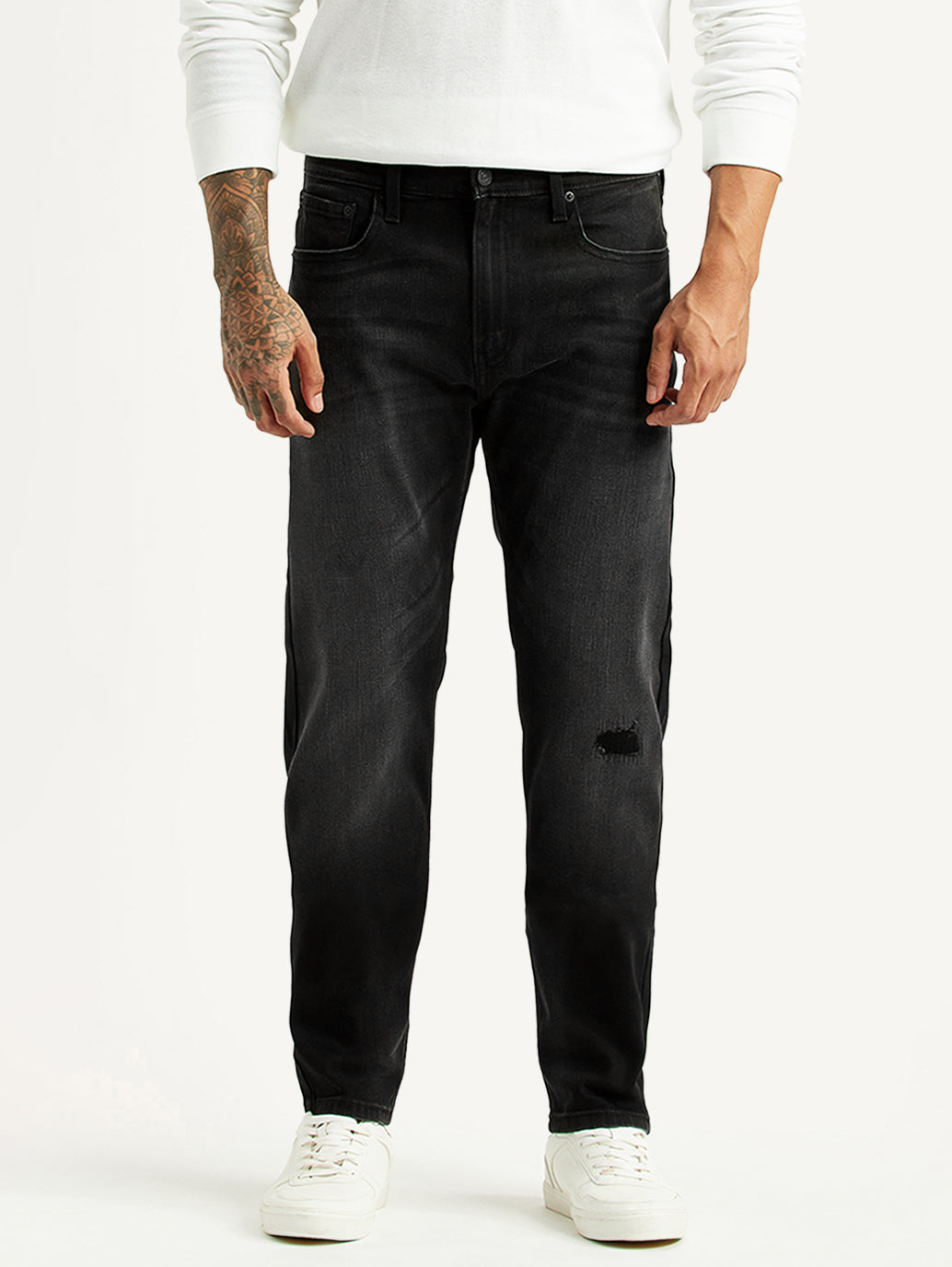 Men's 512 Black Slim Tapered Fit Hyper Stretch Jeans - Front View