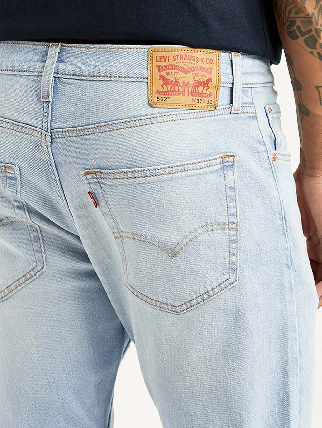 Men's 512 Light Blue Slim Tapered Fit Mid Rise Jeans - Detail View
