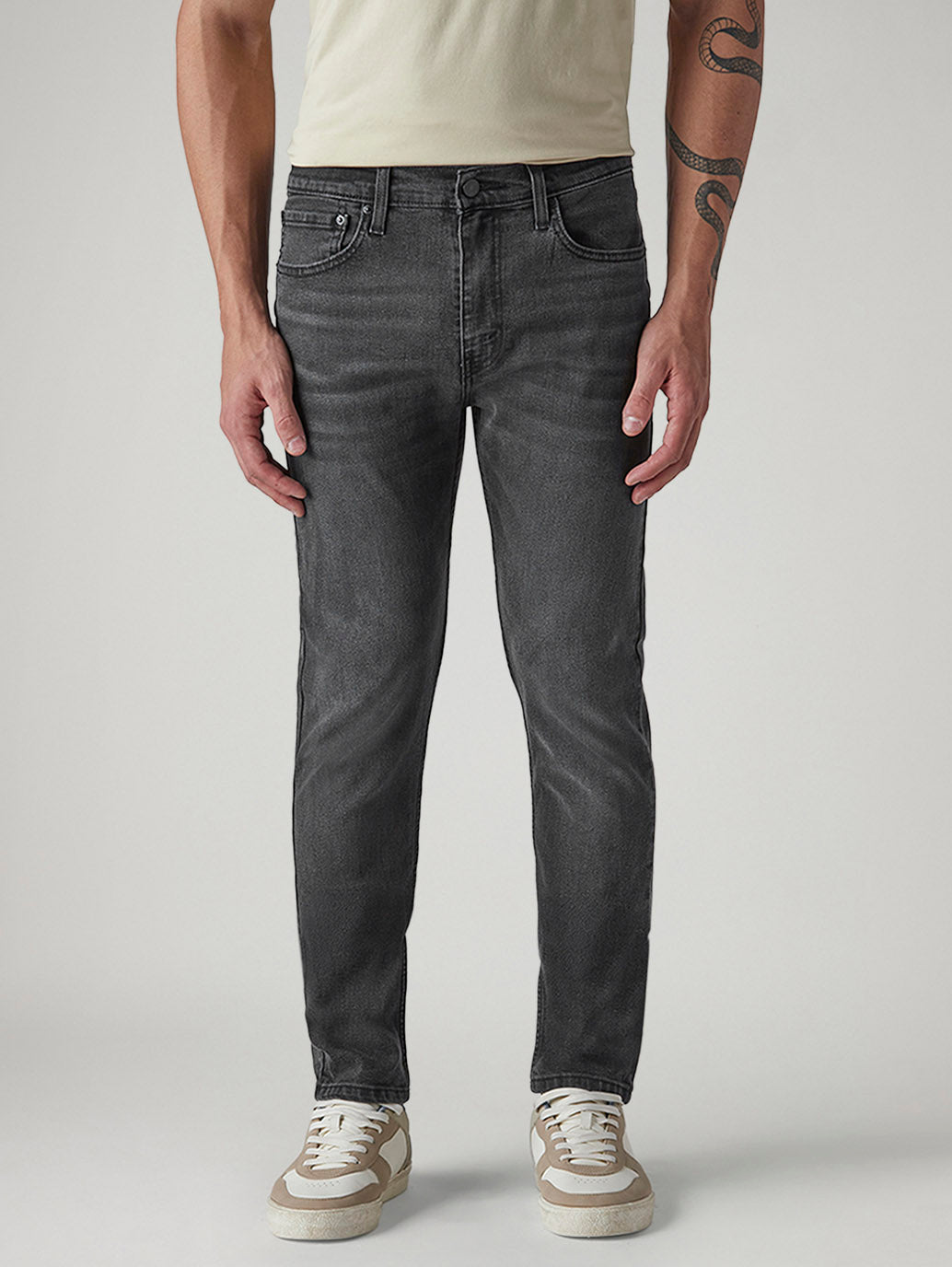 Men's 512 Charcoal Grey Slim Tapered Fit Mid Rise Jeans - Front View