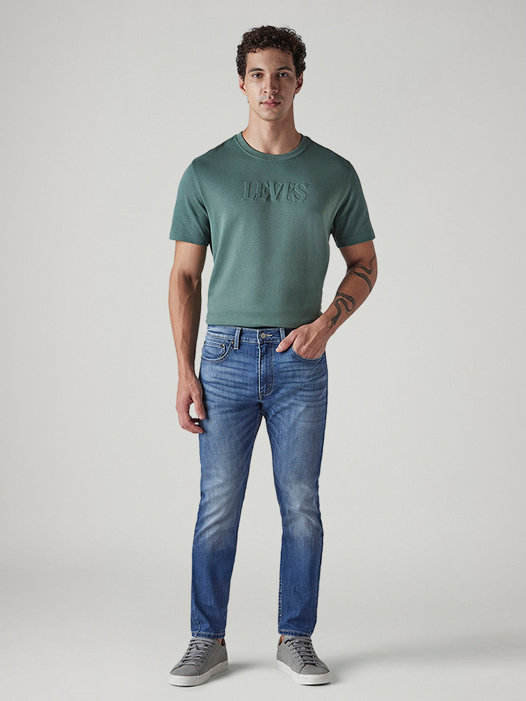 Men's 512 Blue Slim Tapered Fit Mid Rise Jeans - Front View