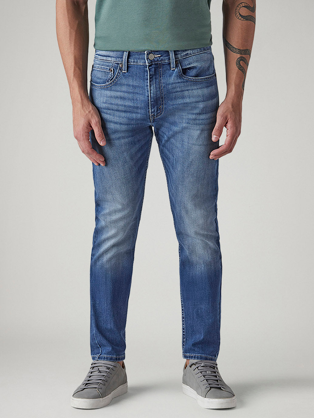 Men's 512 Blue Slim Tapered Fit Mid Rise Jeans - Front View