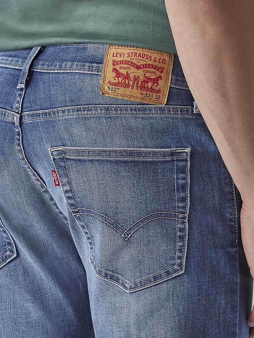 Men's 512 Blue Slim Tapered Fit Mid Rise Jeans - Detail View