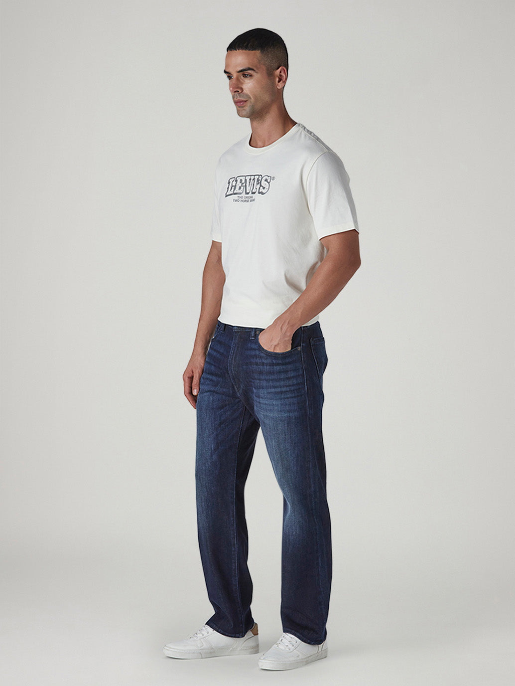Men's 512 Dark Indigo Slim Tapered Fit Mid Rise Bi-Stretch Jeans - Side View