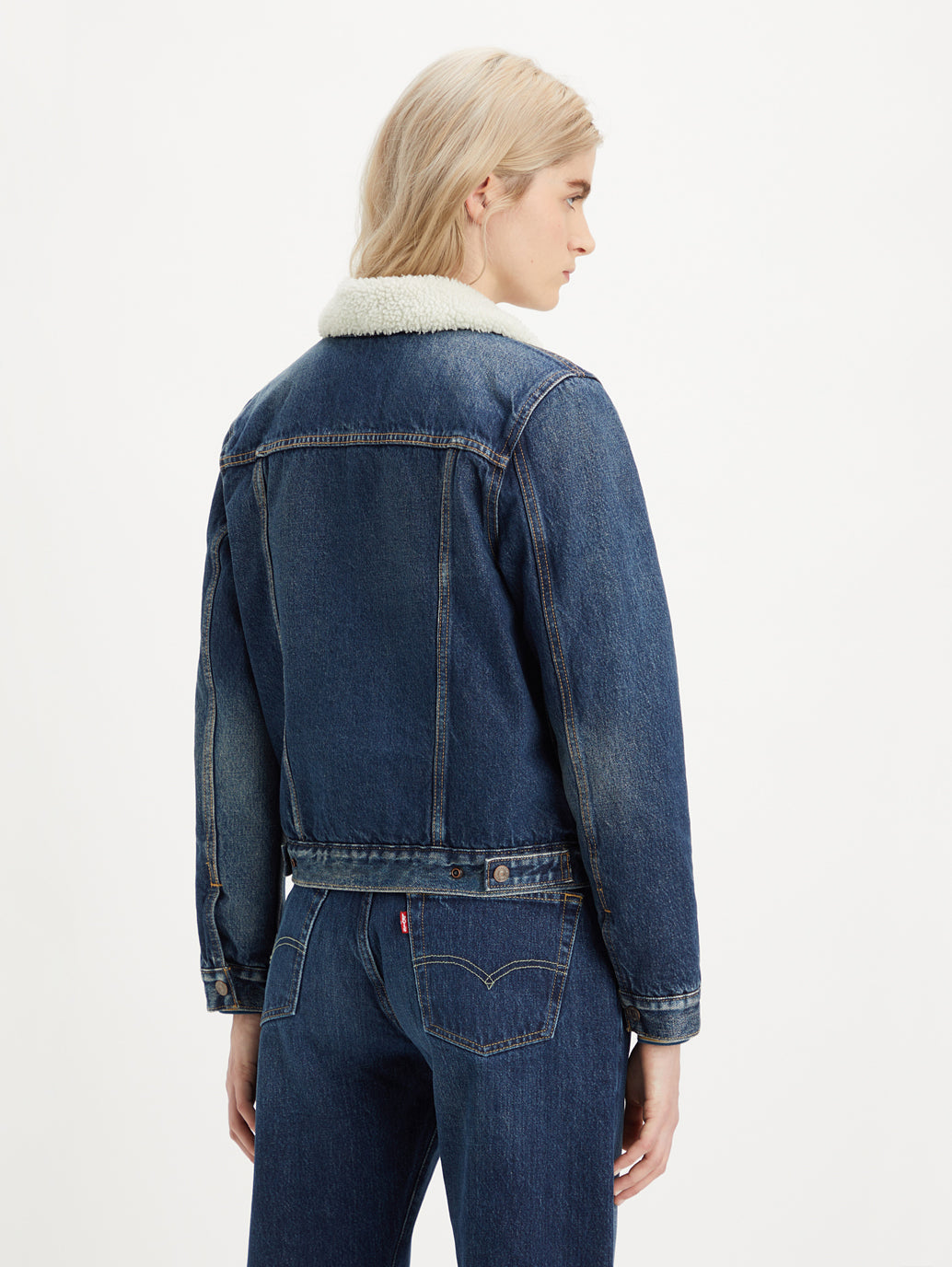 Women's Original Sherpa Denim Trucker Jacket - Back View