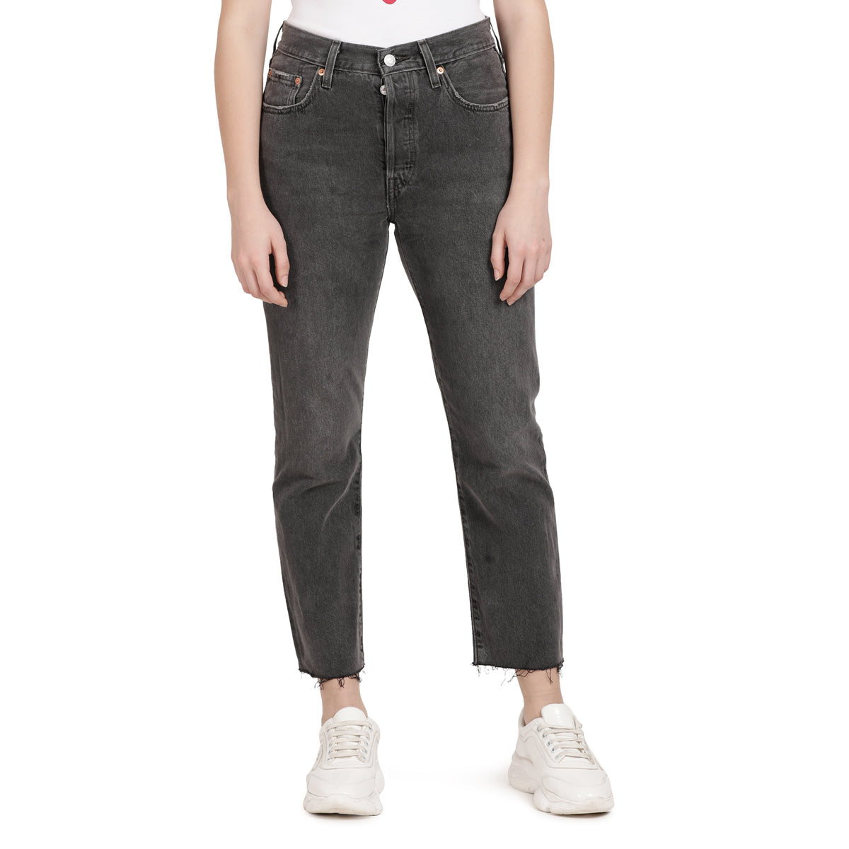 Women's 501 Grey Straight Fit High Rise Jeans
