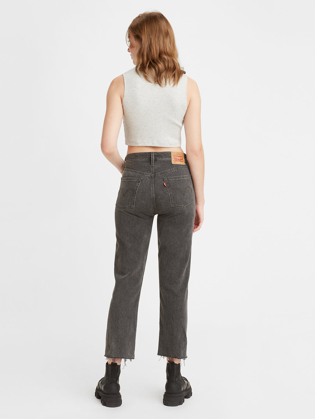 Women's 501 Grey Straight Fit High Rise Jeans - 66159507-9c31-47ad-9168-23fd65397650 View