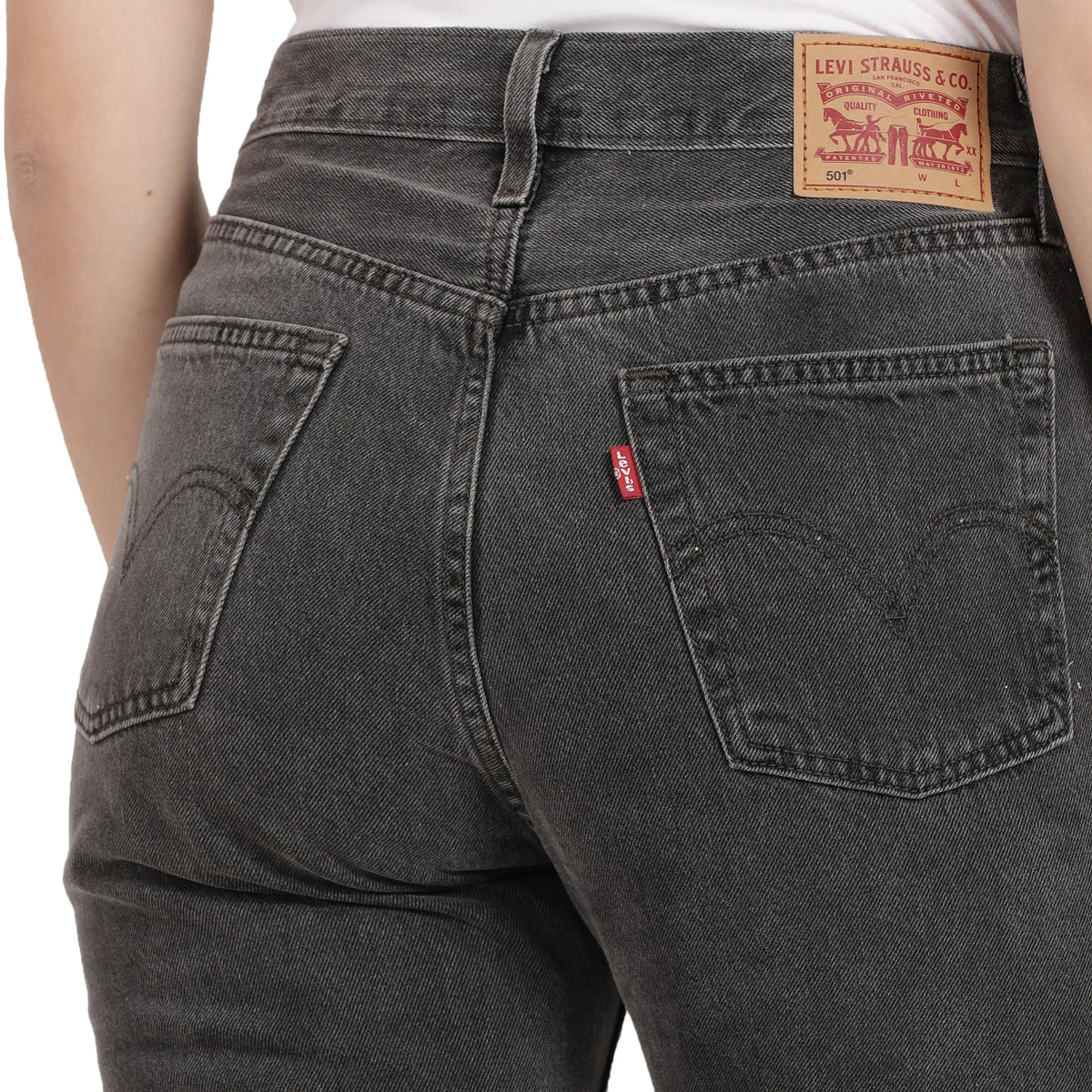 Women's 501 Grey Straight Fit High Rise Jeans - 4226ff95-3b4a-4794-8b19-e2af80ef3ac3 View