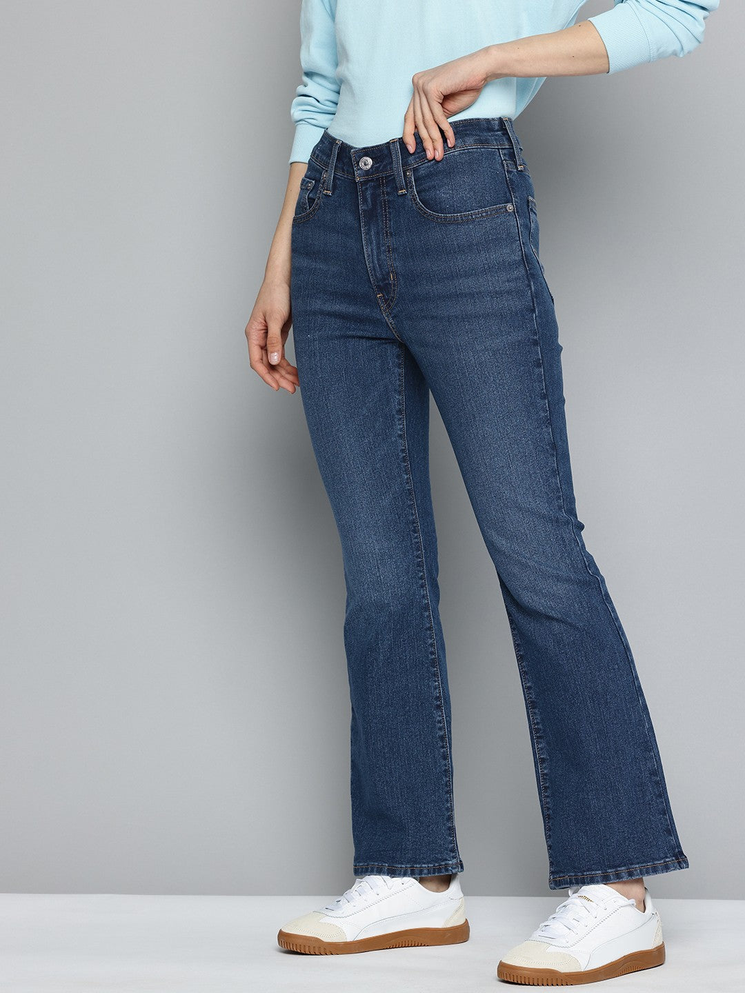 Women's 725 Blue Bootcut Fit High Rise Jeans - 37875cd4-197c-4f09-9cf9-dee2e17884d51737538493947-Womens-High-Rise-725-Slim-Bootcut-Fit-Blue-Jeans-15817375384-2 View