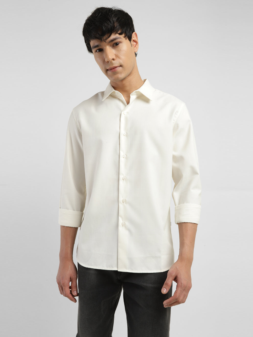 Men's Redloop Textured Spread Collar Shirt