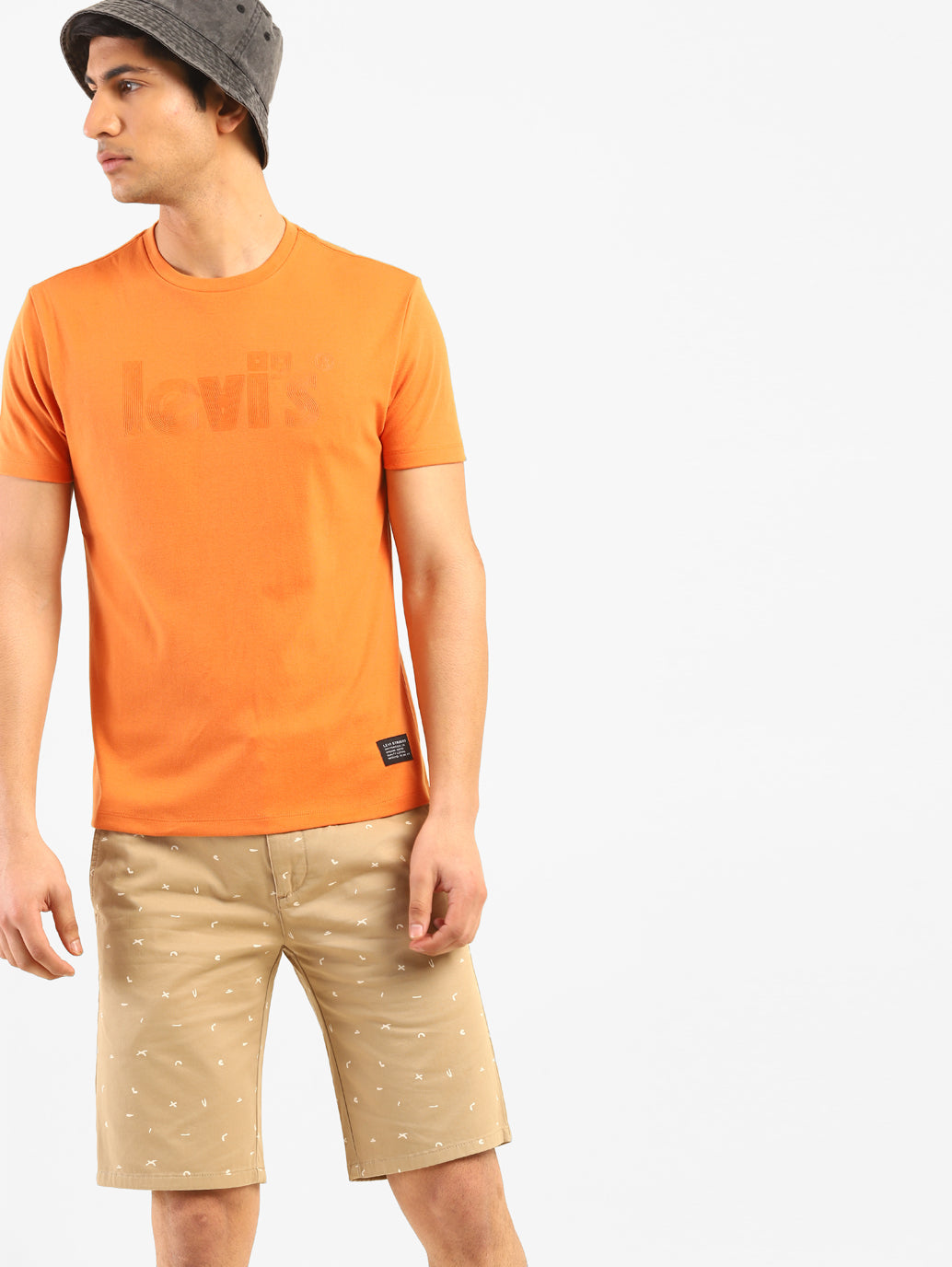 Men's Clementine Tangerine Short Sleeve Crew Neck Casual Tee Shirt Tops