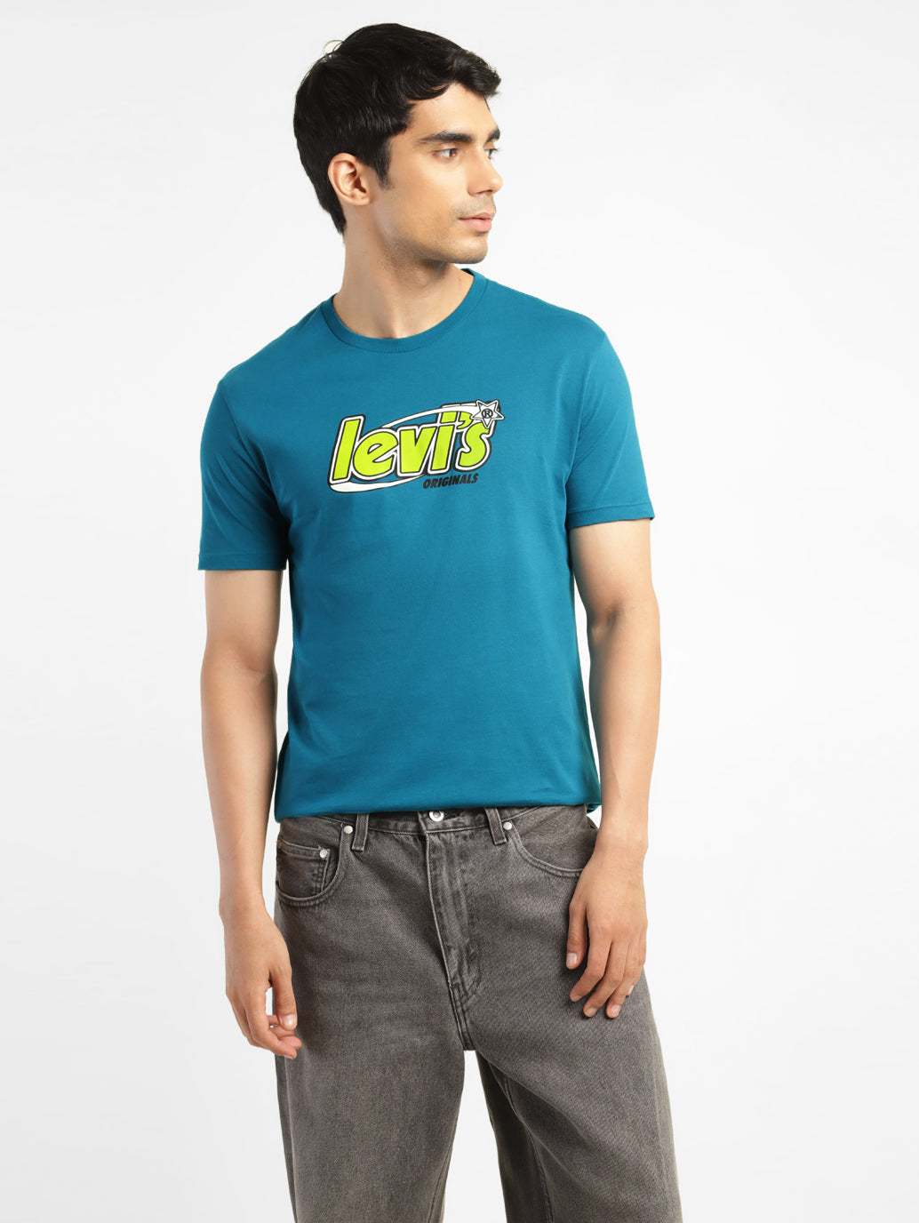 Men's Brand Logo Round Neck T-shirt