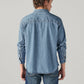 Men's Blue Solid Relaxed Fit Denim Shirt - 0fa6a04a-24d0-48cf-9c41-8c28873bc48d View
