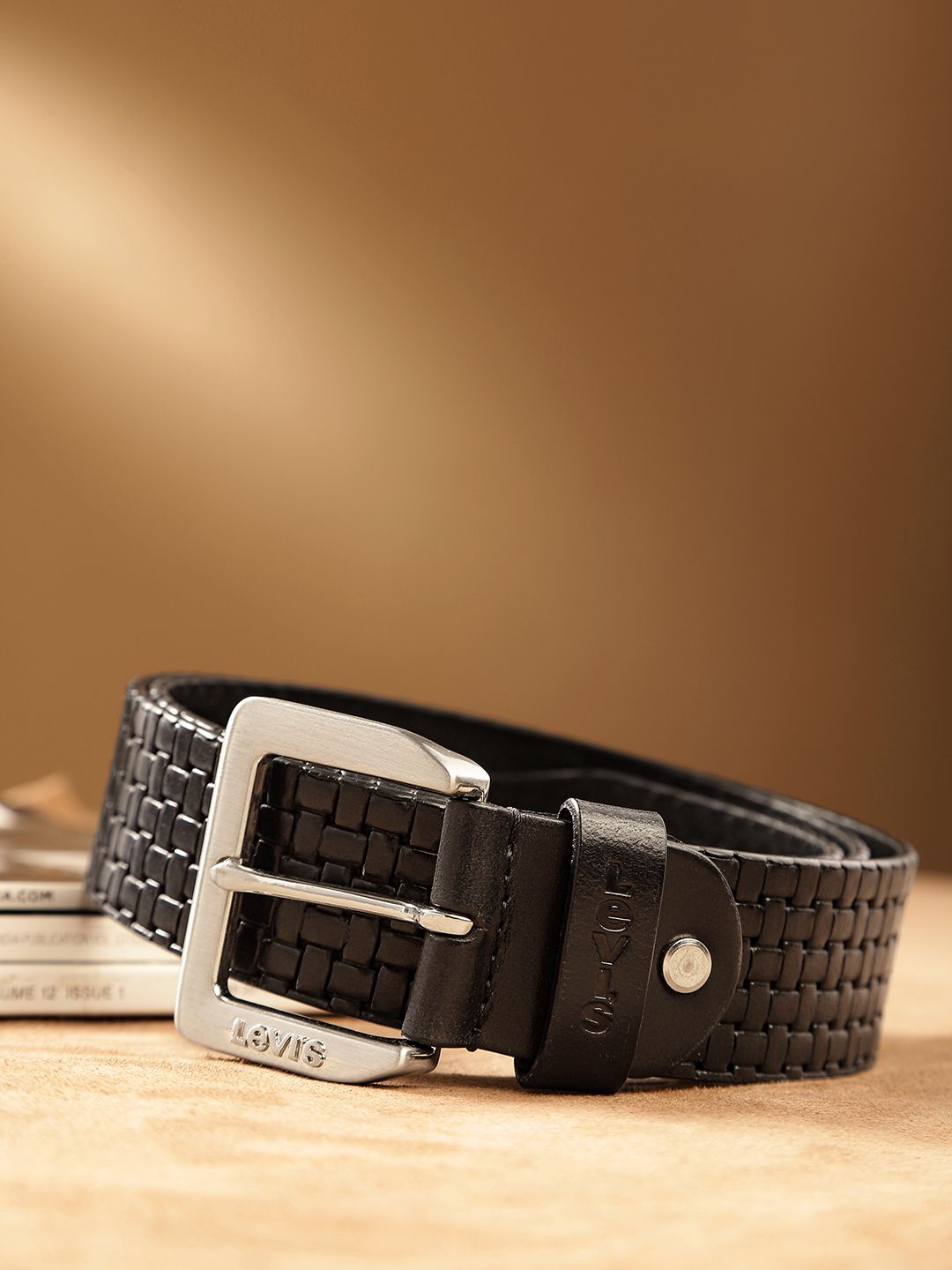 Men's Black Textured Belt