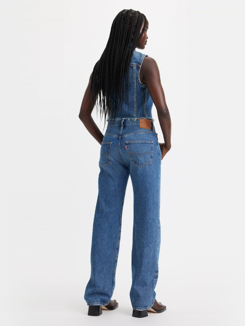 Women's 501 Blue Straight Fit High Rise Jeans - 40193d7afcb59574fc61f1ae2f30f9b0 View