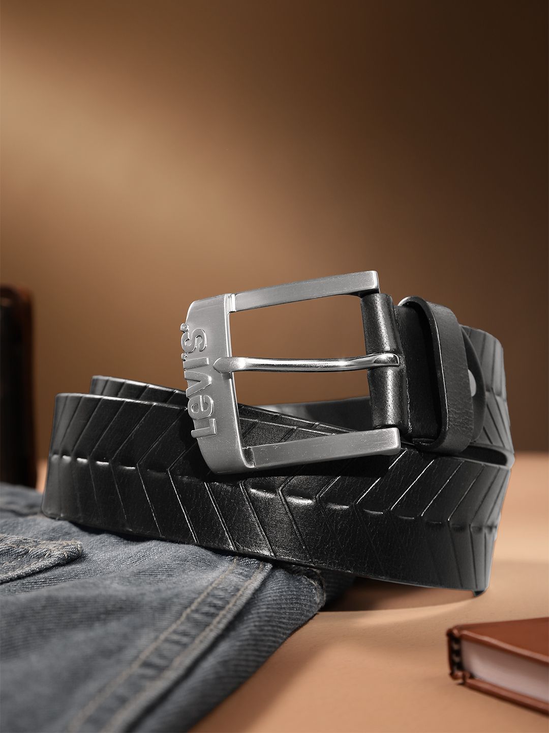Men's Black Textured Belt