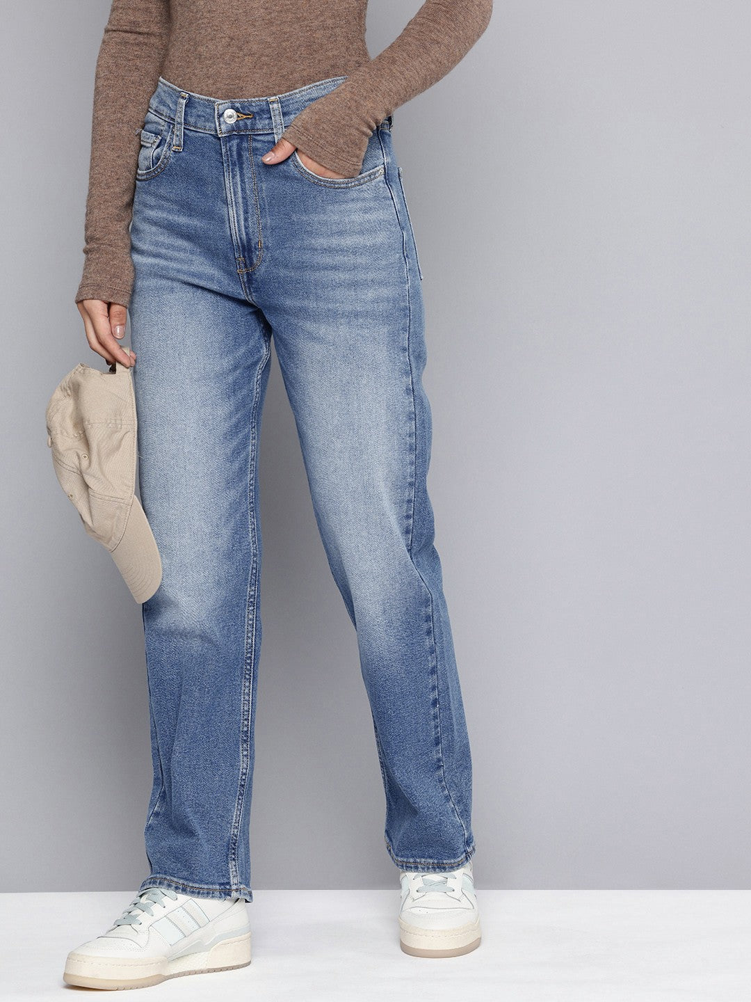 Women's Blue Ribcage Straight Fit High Rise Jeans - 411d8e50-98d7-49b3-a97d-066665cca1701739526833465-Womens-High-Rise-Ribcage-Slim-Straight-Fit-Blue-Jeans-439173-1 View