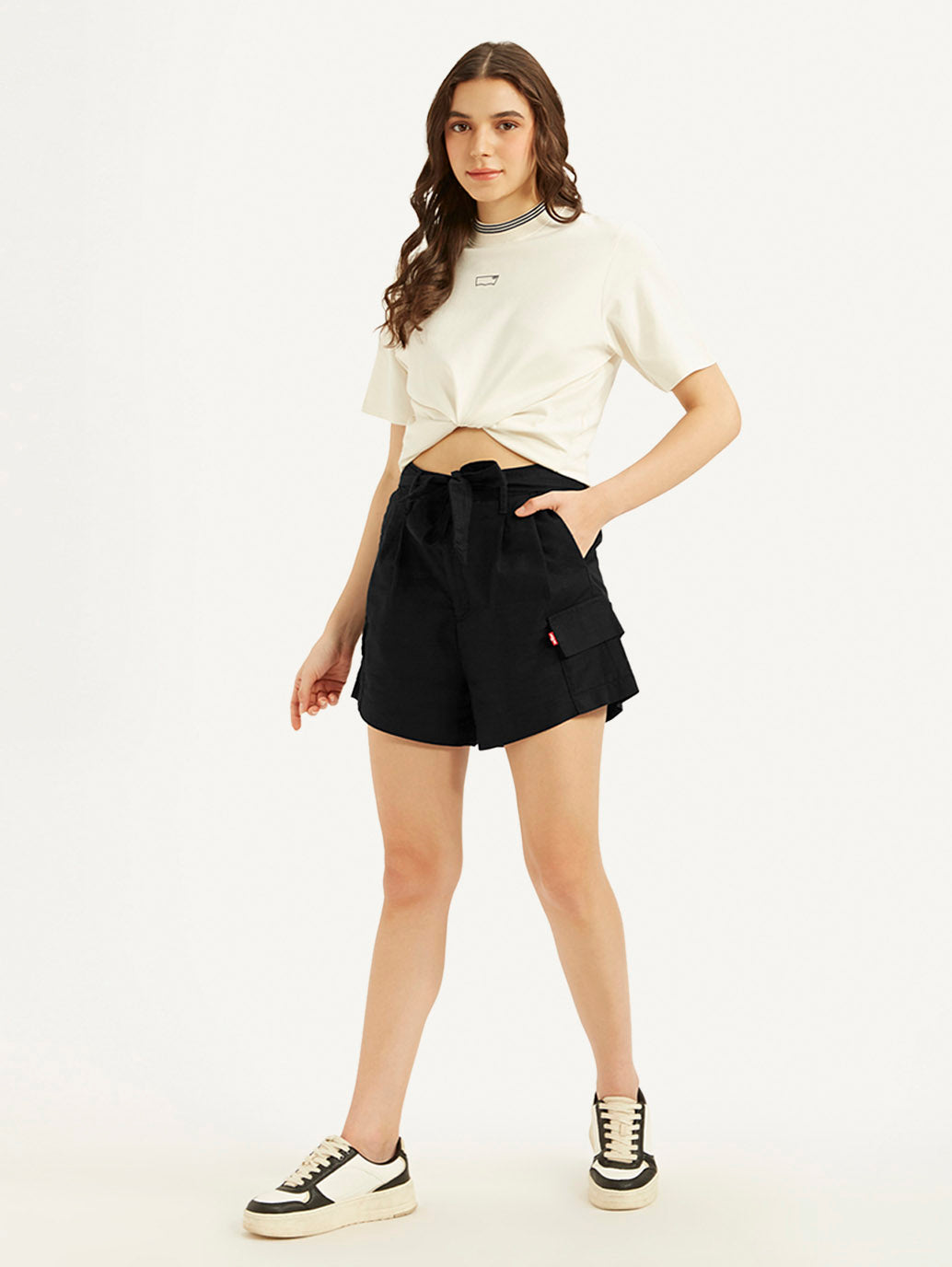 Women's Mid Rise Black Relaxed Fit Shorts - 4239da35e479dcfb127f03a2f5a13aea View