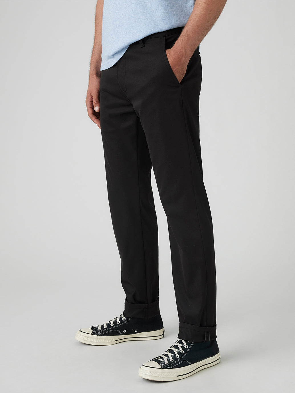 Men's Black Straight Fit Tech Pants - 43ea450a4e231f3e9fd621ec2eb87e78 View