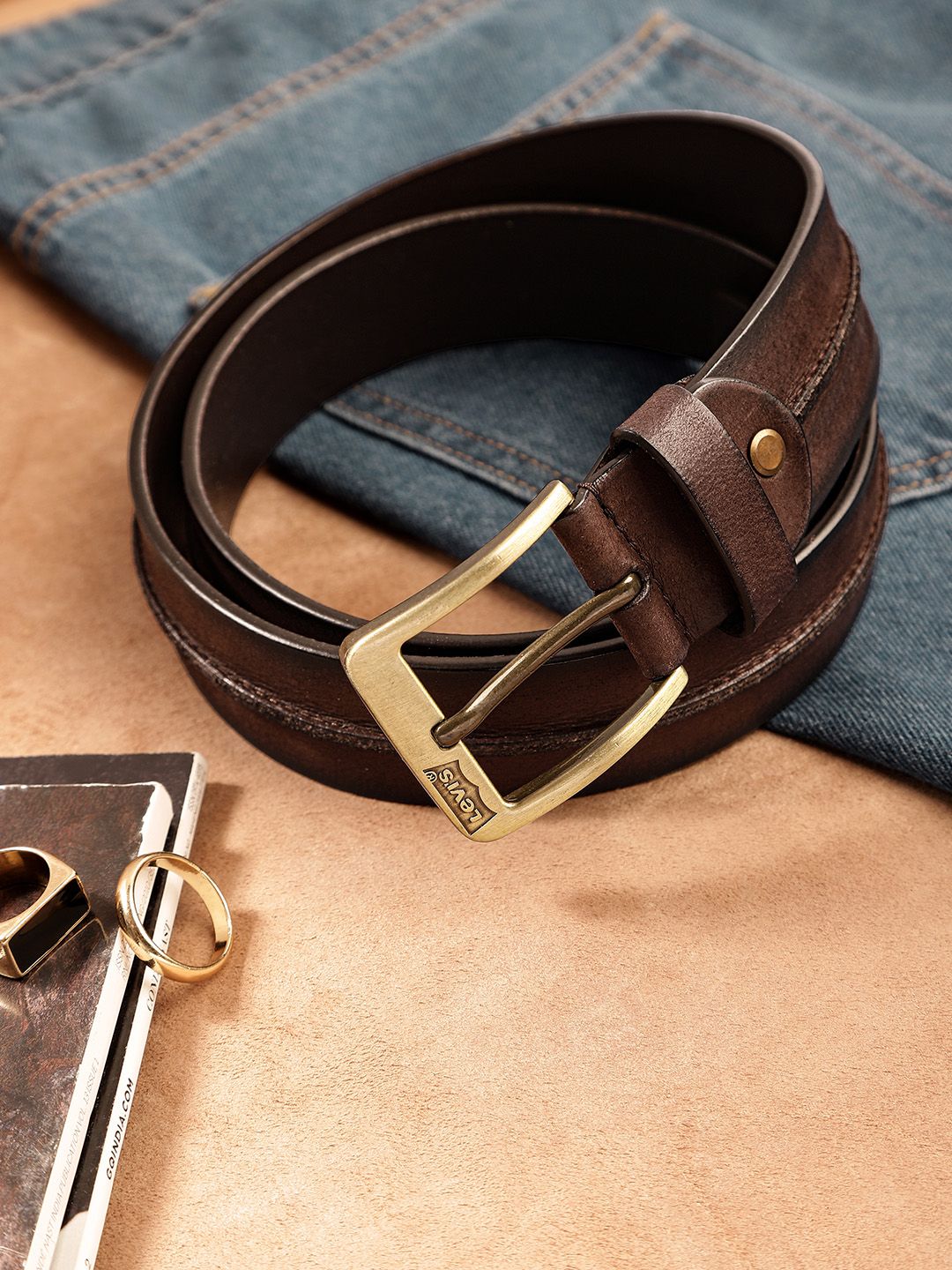Men's Brown Textured Belt