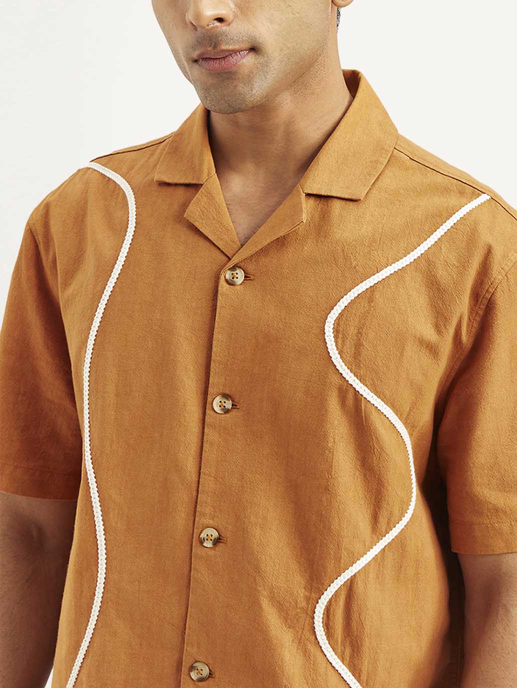 Men's Resort Collar Embroidered Regular Fit Shirt - 459f68d7eb1262781c62cc31026f59e3 View