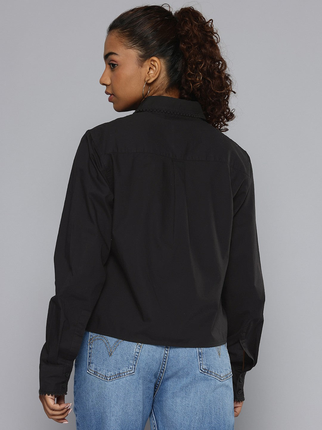 Women's Self Design Spread Collar Regular Fit Shirt - 4800e144-4964-4301-9014-c8d45f94e0c11738670738521-Womens-Self-Design-Spread-Collar-Shirt-7361738670738106-5 View