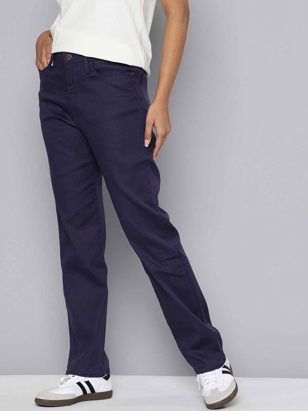 Women's Redloop High Rise Navy Straight Fit Trousers - 4a06cccb-c3b8-425f-b519-5b6467b2aedb1740742457800-Levis-Women-Trousers-1701740742457096-2 View
