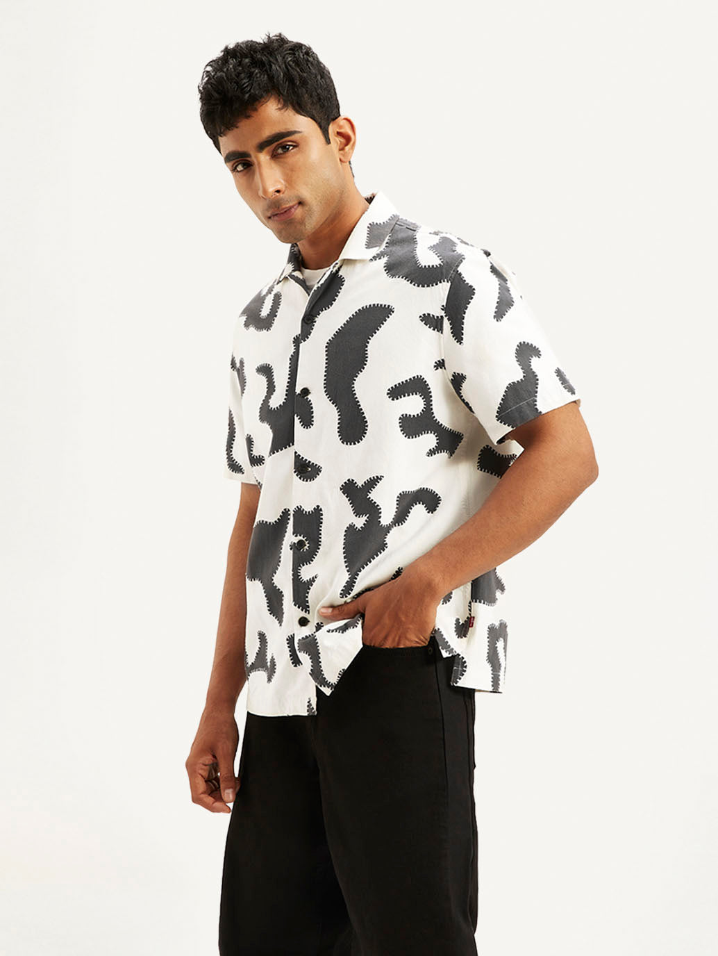 Men's Resort Collar Abstract Relaxed Fit Shirt - 4b4491ace5c9ec0801da7314991bf63b View