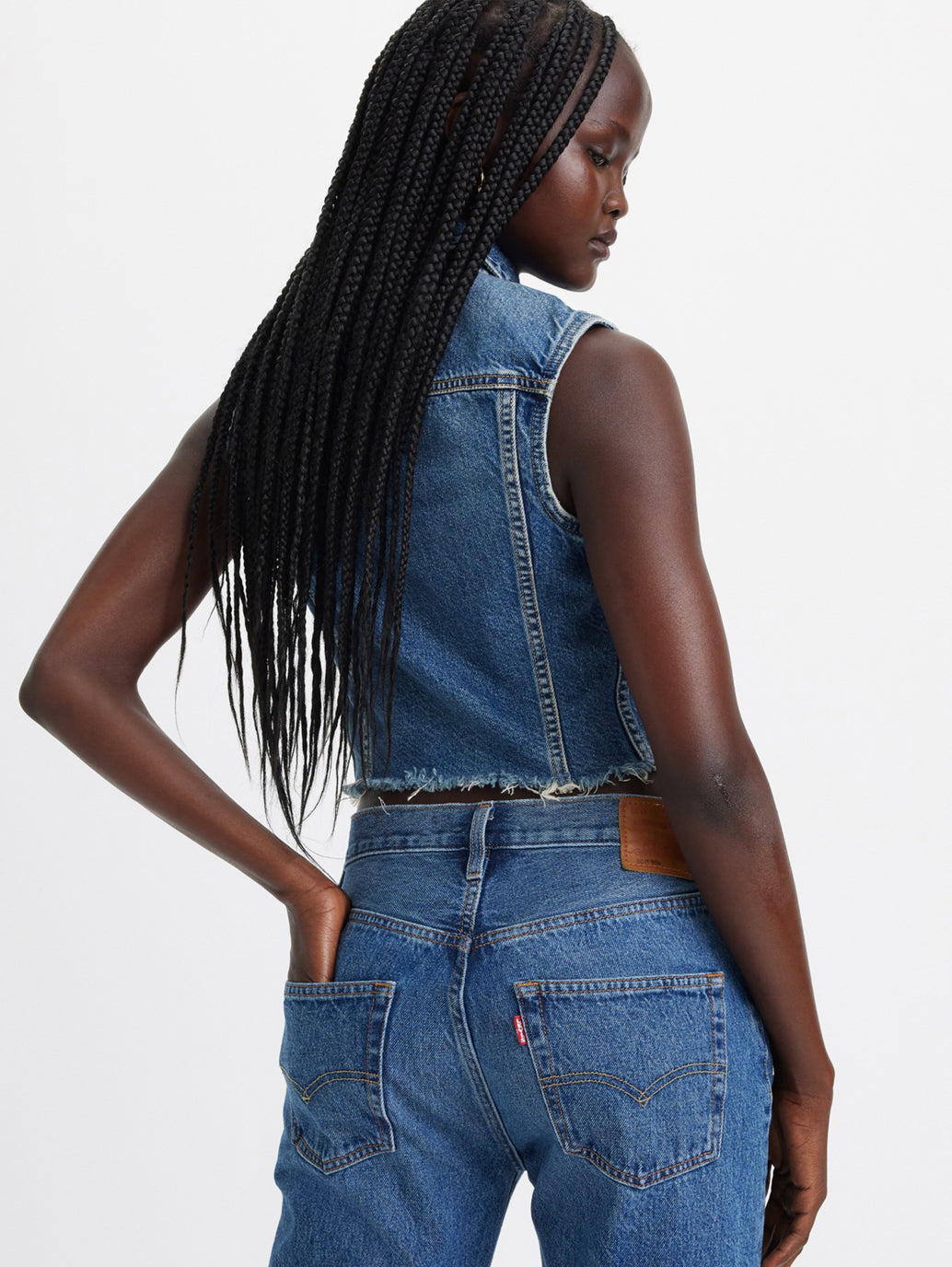 Women's 501 Blue Straight Fit High Rise Jeans - 4d8448a8506c9335e5708c352b9e1819 View