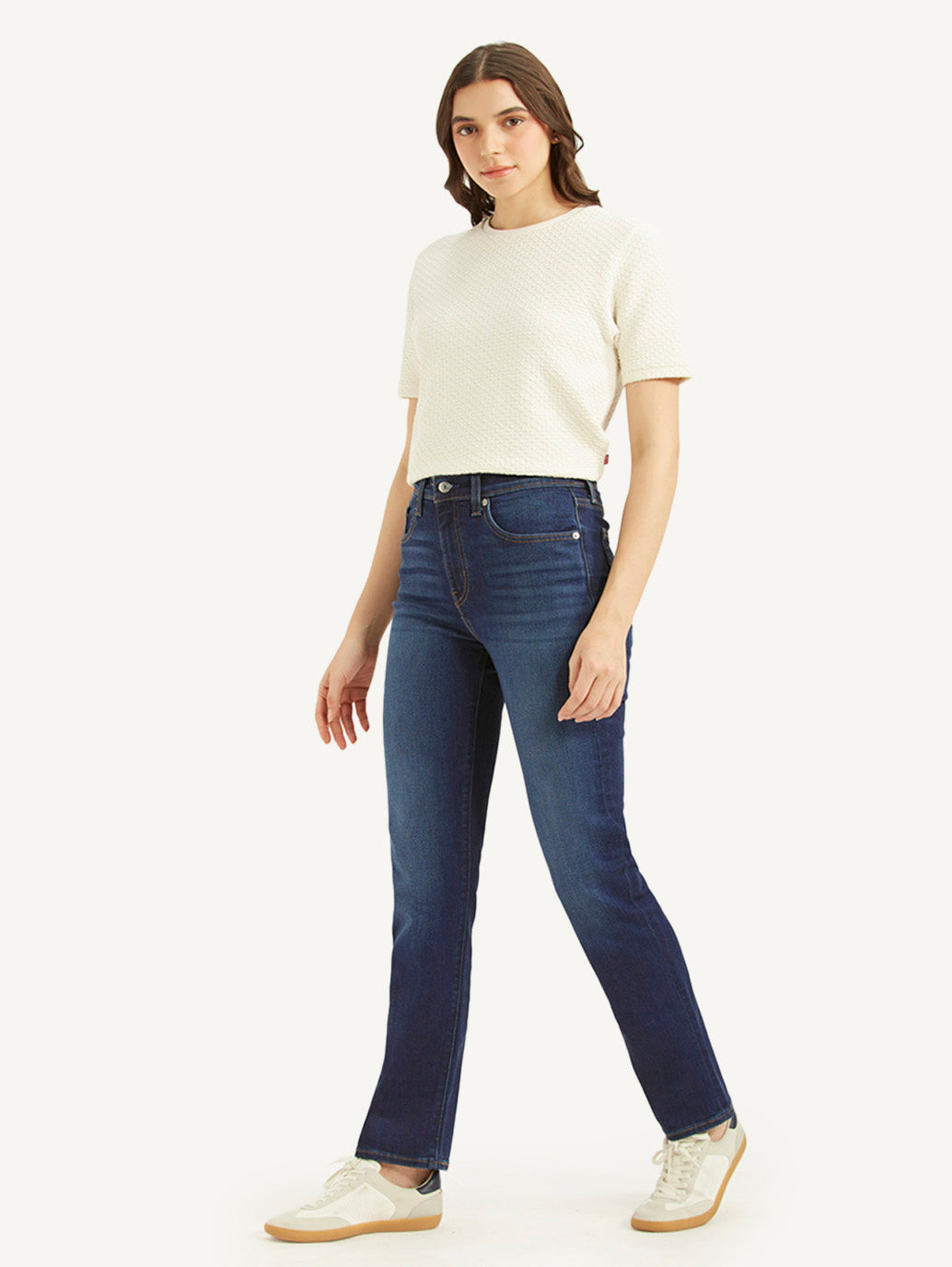 Women's 724 Dark Blue Slim Straight Fit High Rise Jeans - 4db348a99ec9bed377c3bd601cb5e096 View